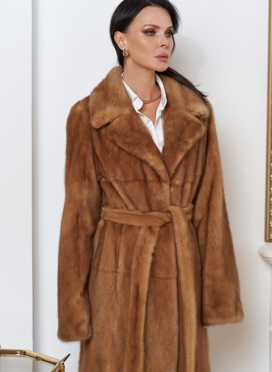 Женская длинная шуба из меха норки