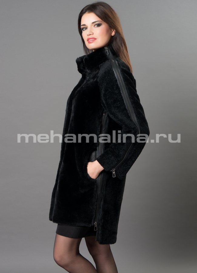 Шуба черного цвета  модель № D-237 универмаг малина