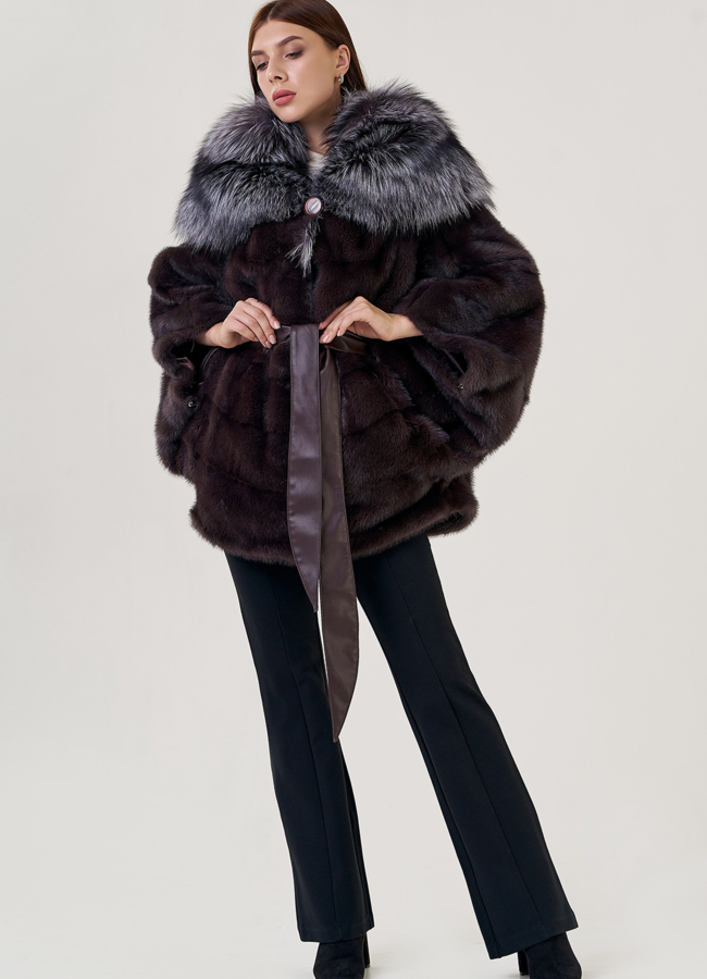 фото Норковая шуба оверсайз модель № 76865