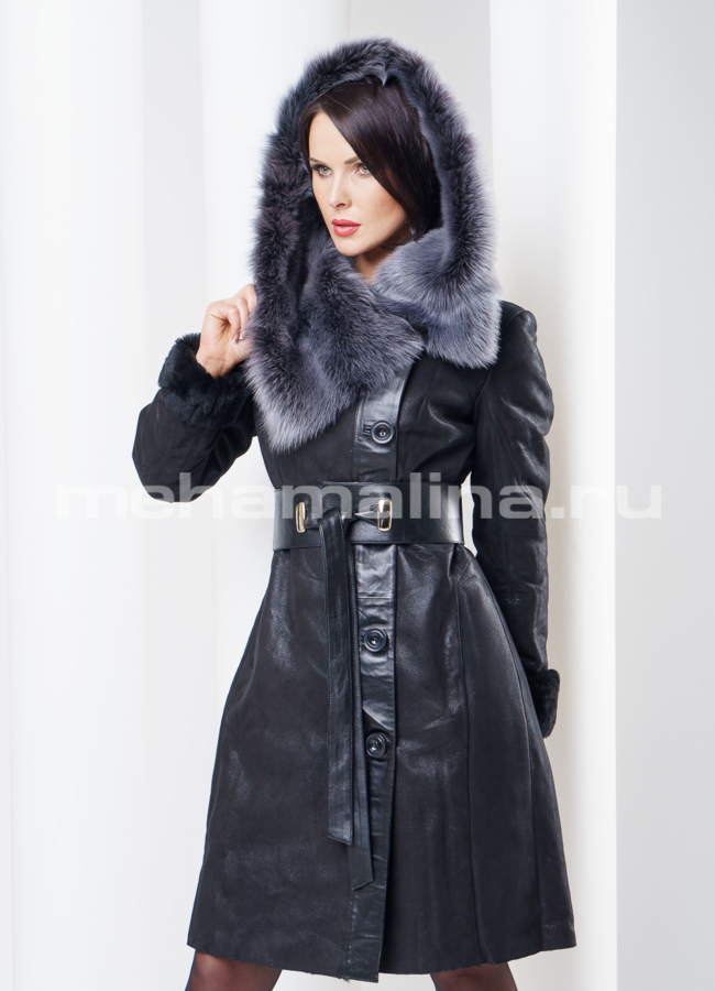 Дубленка с тасканой на пуговицах модель № D-130 в рассрочку