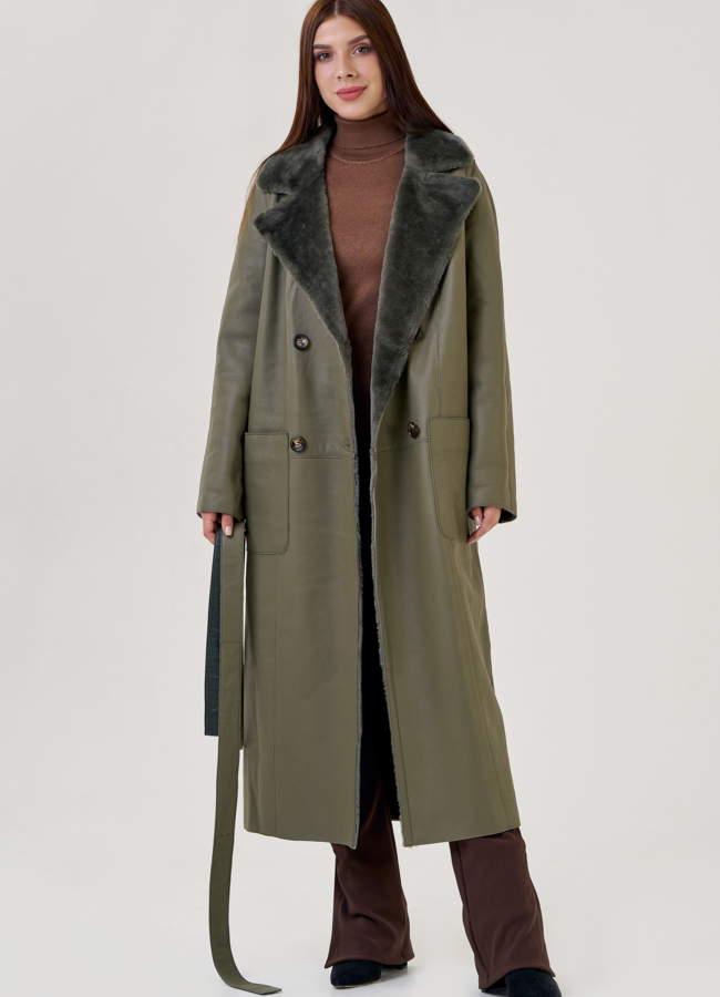 Женская дубленка с английским воротником  модель № 23249 в кредит Женская дубленка с английским воротником  модель № 23249 в кредит