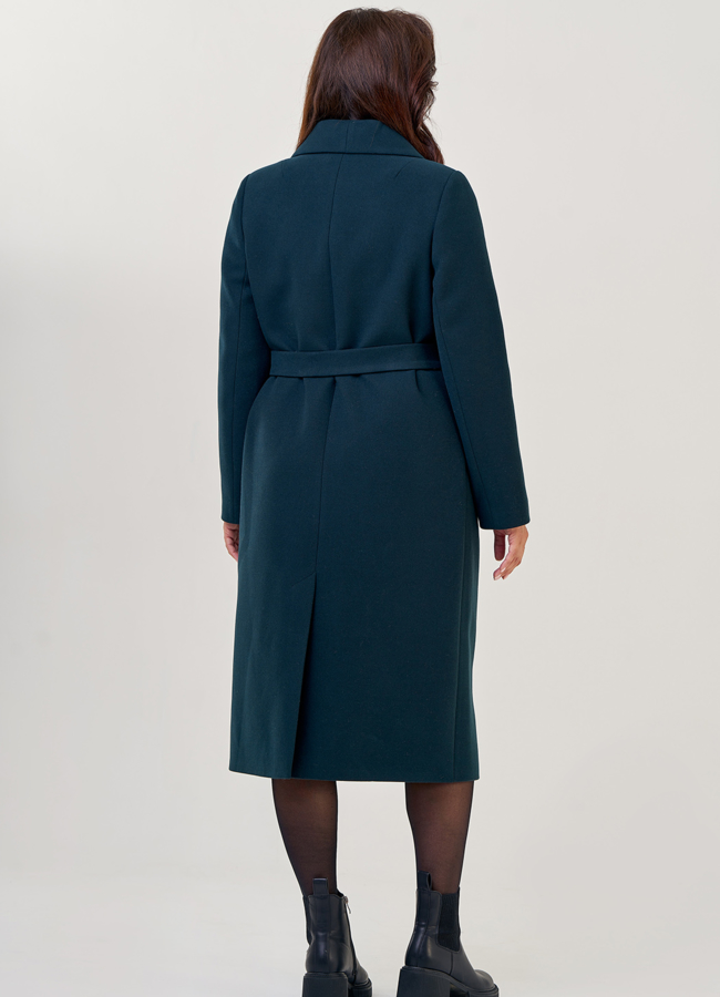 Женское пальто с английским воротником в зеленом цвете модель № 23180 в кредит