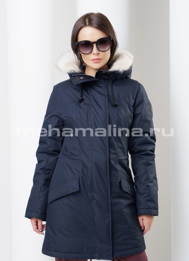 Женский пуховик модель № П-64 меха малина