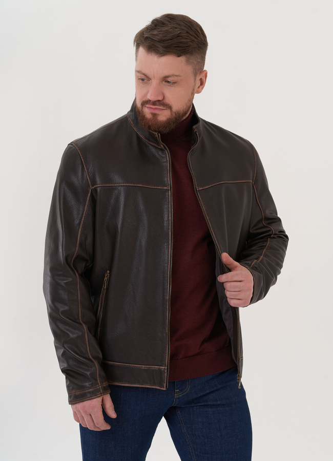Куртка из натуральной кожи под винтаж модель № 26925 в рассрочку