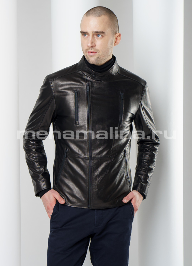 Кожаная куртка модель № KP-211 универмаг малина