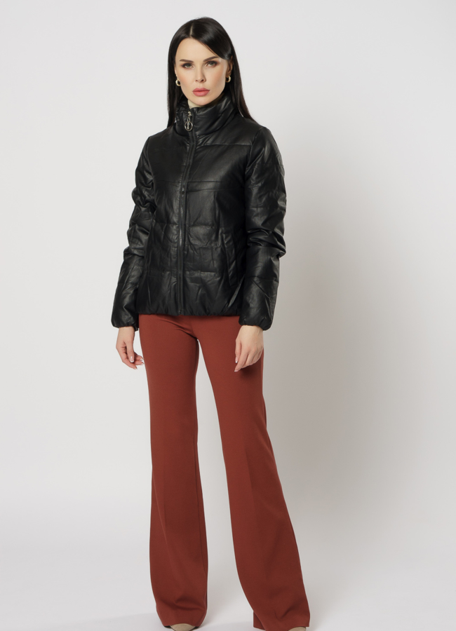 фото Женская куртка из эко кожи черного цвета модель № 20768
