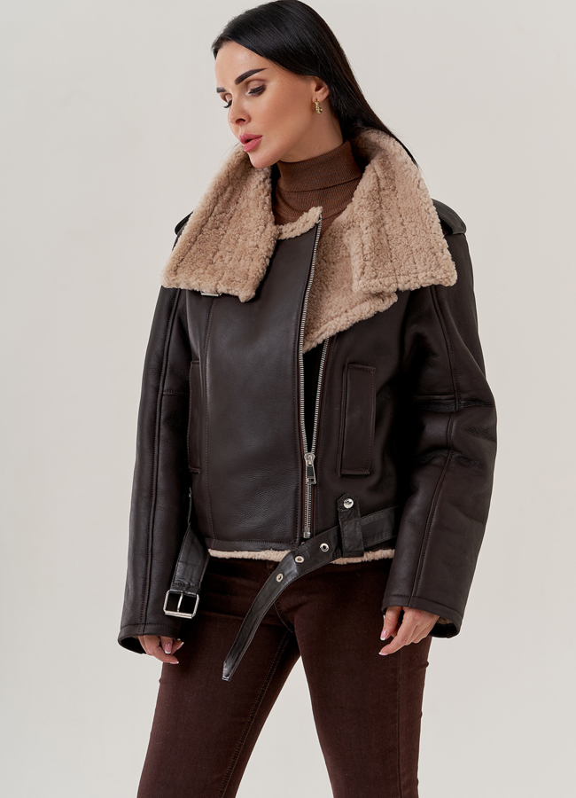 Женская дубленка - пилот  модель № 79595 универмаг малина