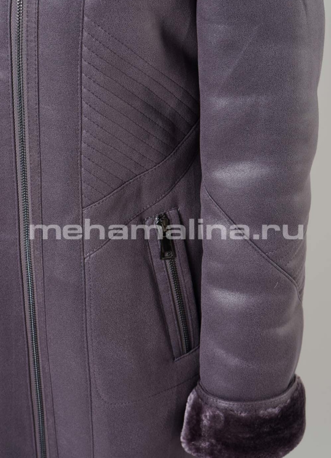 Дубленка эко с отделкой из чернобурки модель № 1806 универмаг малина