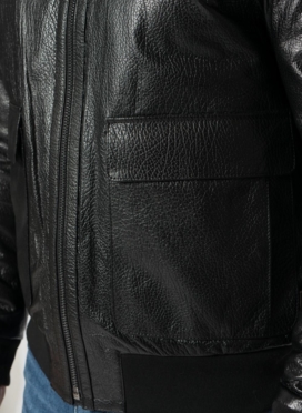 Мужская дубленка пилот в черном цвете