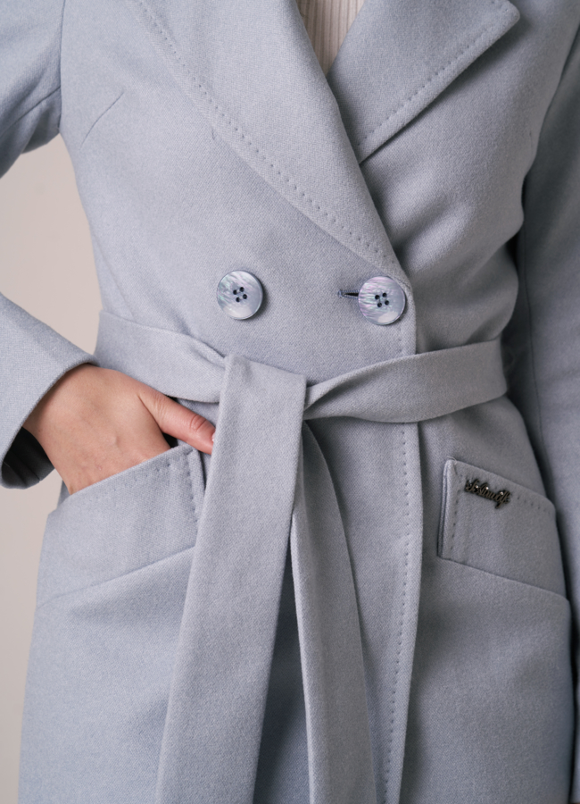 Женское пальто в голубом цвете модель № 8888 в кредит