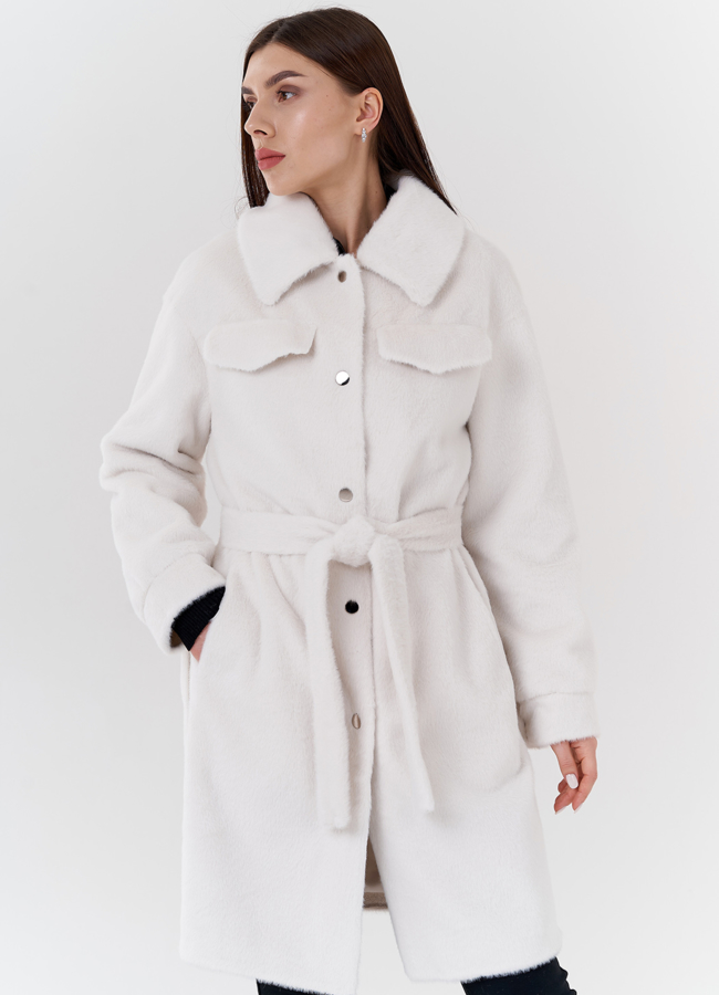 Женское пальто из ворсовой ткани модель № 24117 универмаг малина