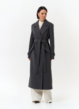 Женское длинное пальто с поясом