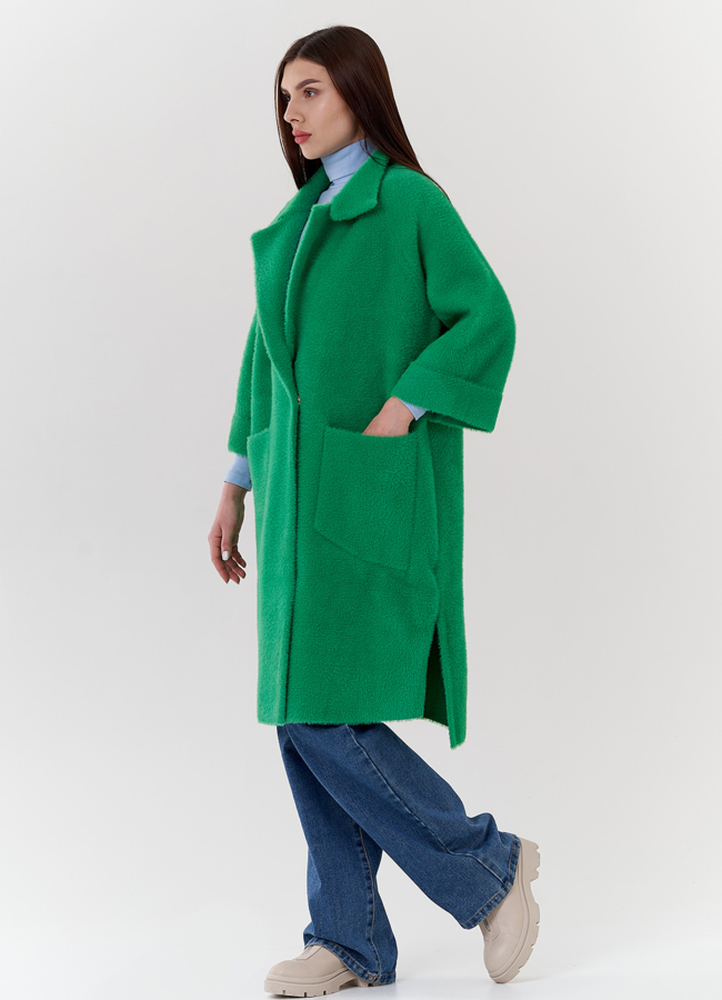 Кардиган свободного кроя зеленого цвета  модель № 10999 универмаг малина