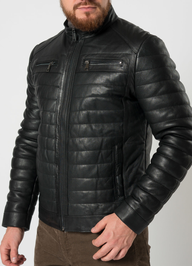 Утепленная куртка мото в черном цвете модель № 21615 универмаг малина