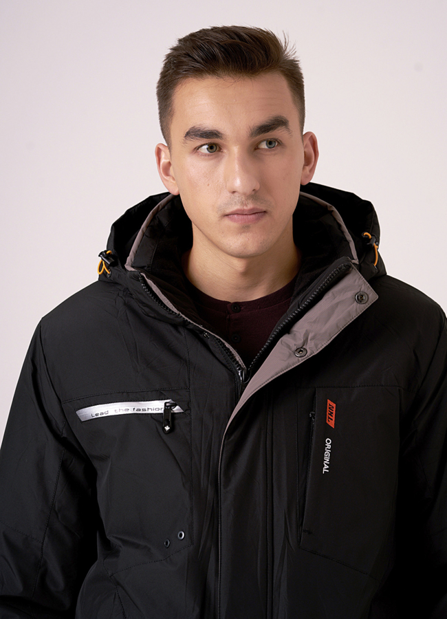 Зимний пуховик черного цвета модель № 19-05 универмаг малина