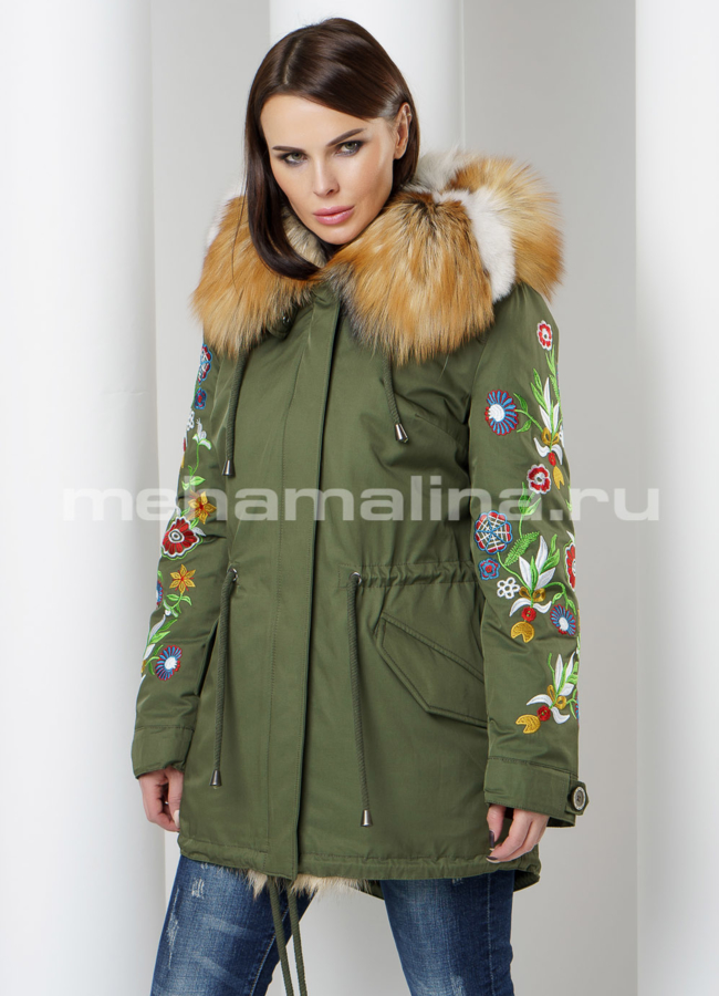 Парка с вышивкой  модель № П-212 универмаг малина