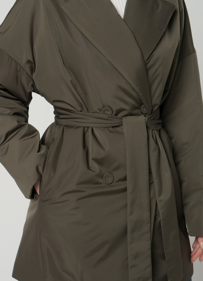 Женское двубортное полупальто с поясом модель № 21160 универмаг малина