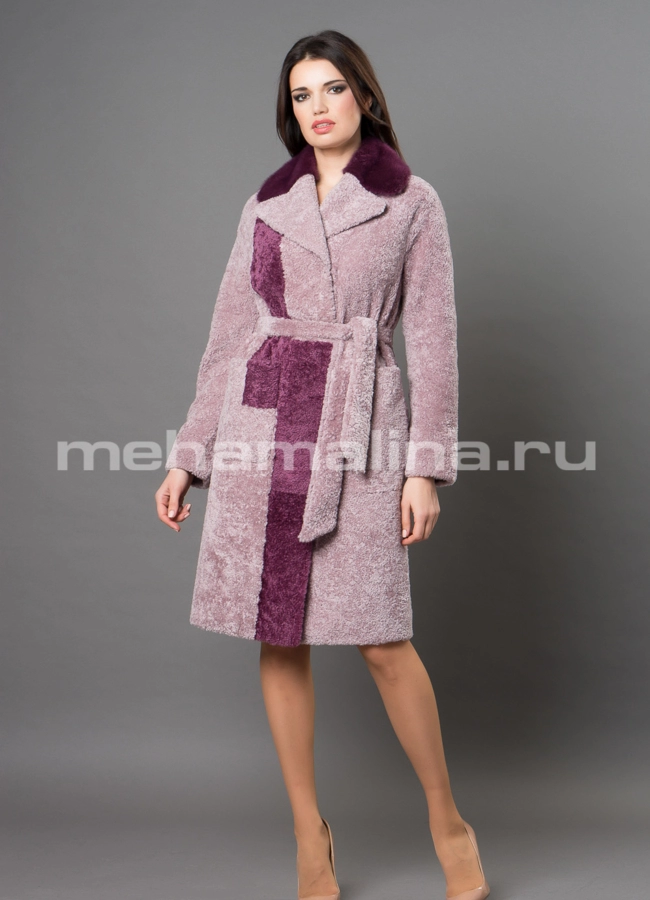 Дубленка Emilia Rinzi из астрагана модель № 3214-100 меха малина