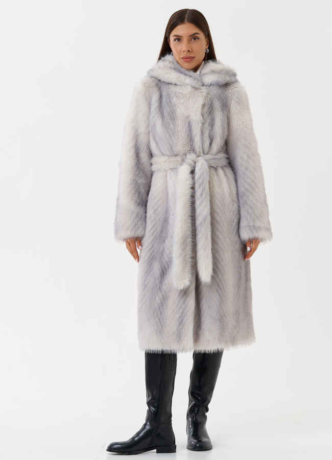 фото Длинная эко шуба с градиентом модель № 28645