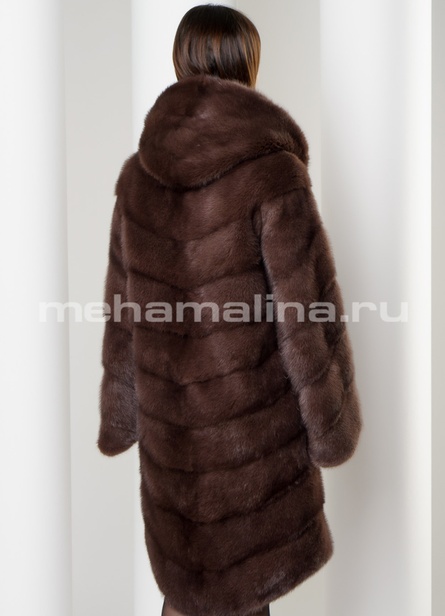 фото Норковая шуба с капюшоном модель № S-588