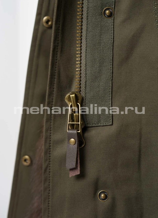 Парка в цвете хаки с капюшоном отделка песец модель № 1813 универмаг малина