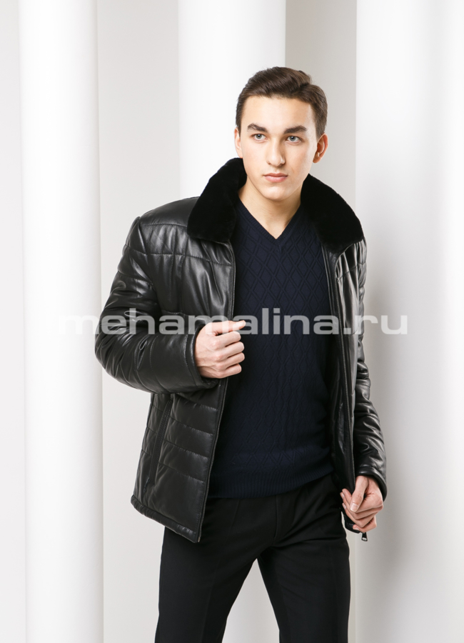 Пуховик из эко кожи модель № ПМ-79 в кредит