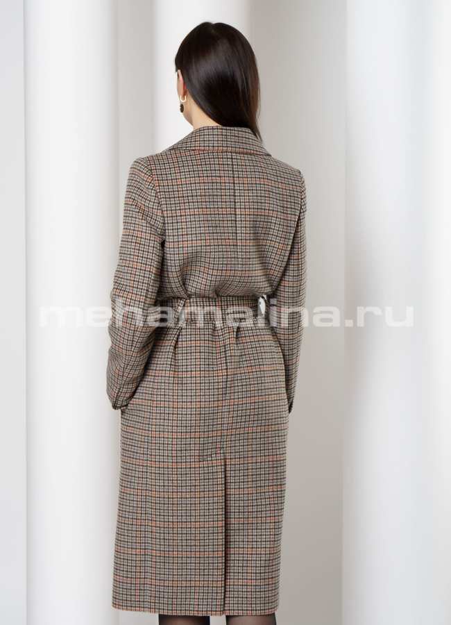 Пальто в клетку с английским воротником модель № 443 в кредит