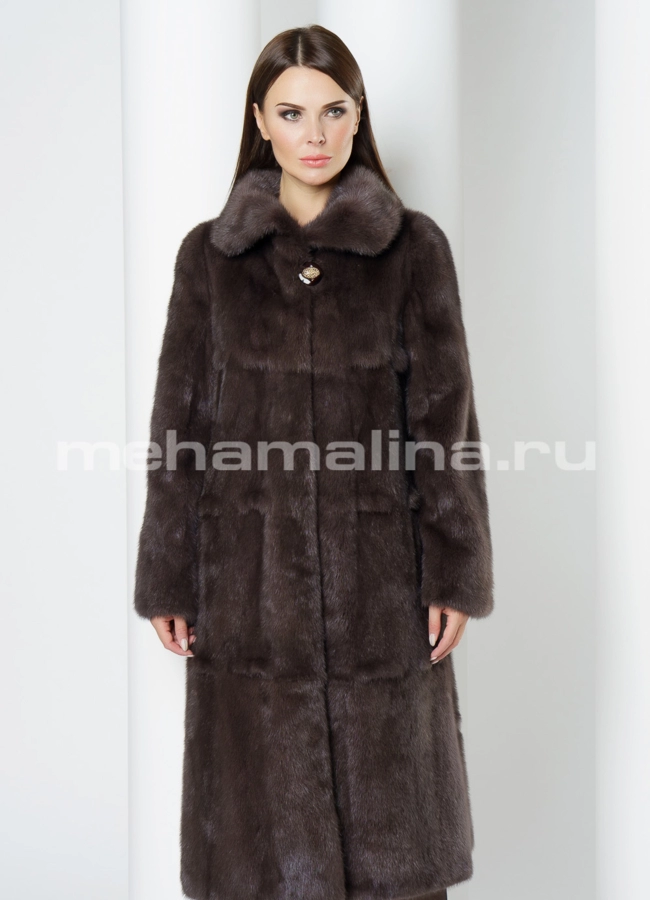 Норковая шуба  модель № S-638 меха малина