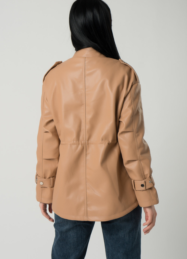 Женская куртка-рубашка из эко кожи  модель № 22406 в рассрочку