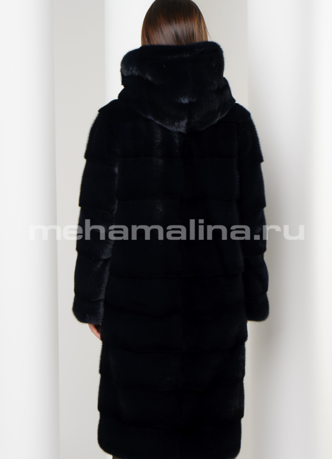 Шуба с капюшоном из норки модель № S-577 в кредит