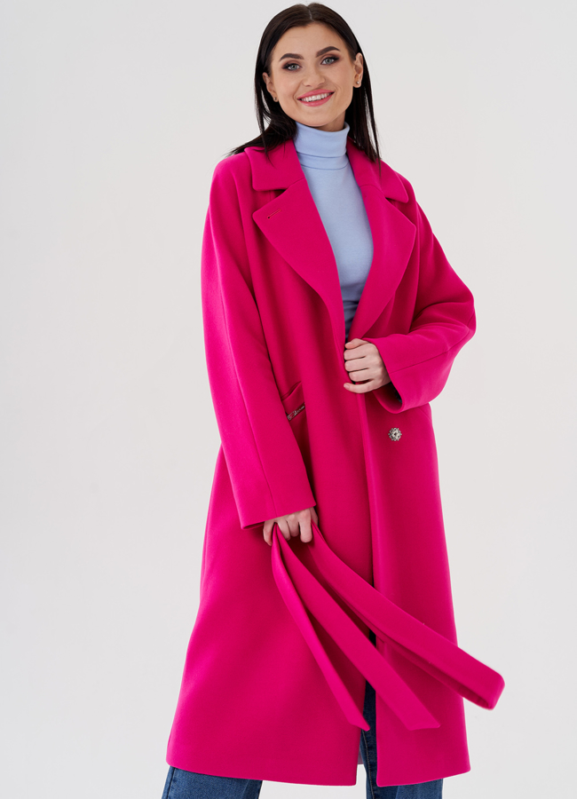 Женское пальто в цвете фуксия модель № 24294 универмаг малина