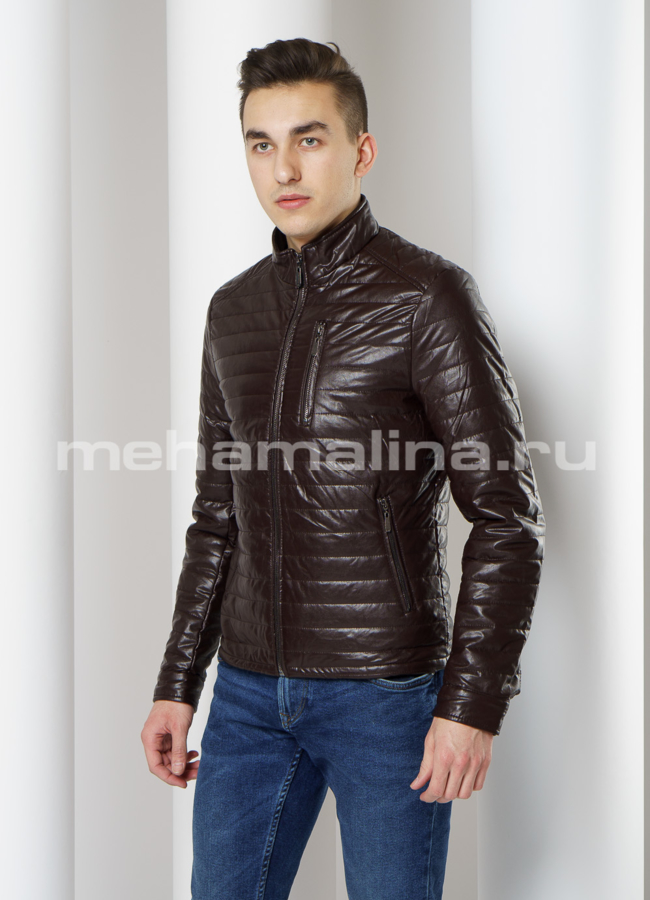 Куртка из эко кожи на молнии со стойкой модель № 607 универмаг малина