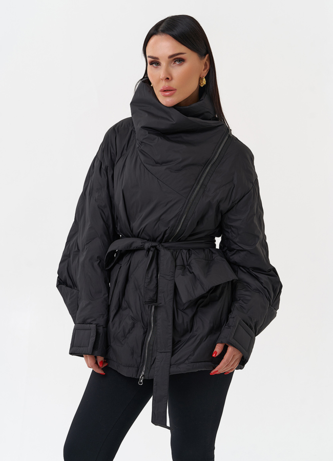 Женская куртка с объемным воротником модель № 29903 меха малина