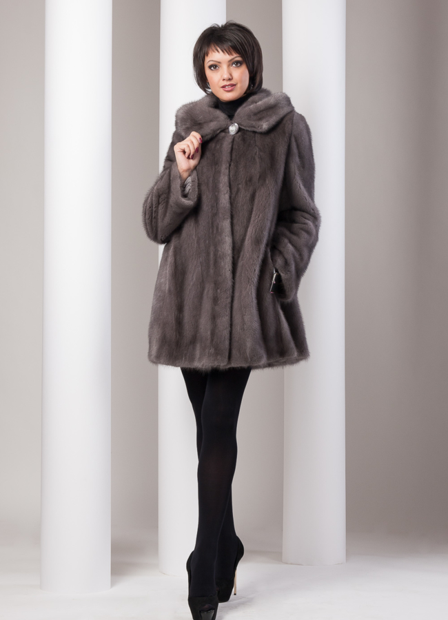 Шуба норка модель № S-40 меха малина