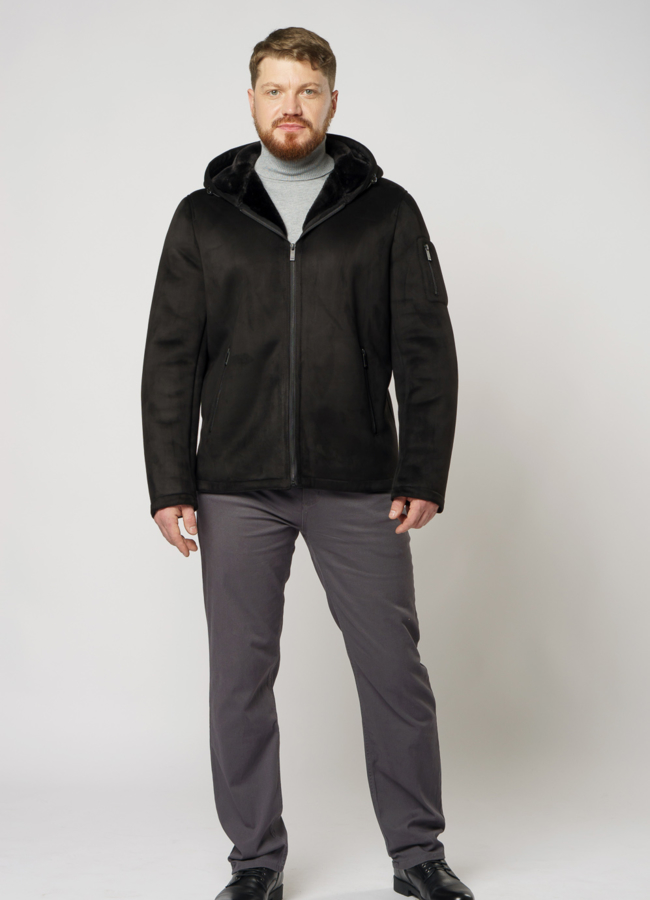 фото Эко дубленка на молнии с капюшоном модель № 850