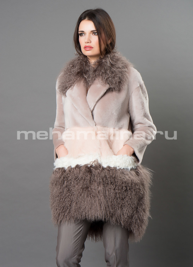 Дубленка премиум модель № D-243 универмаг малина