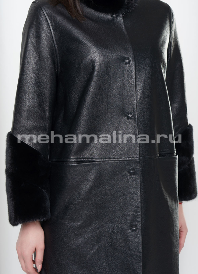 Плащ с отделкой из норки модель № K-434 универмаг малина