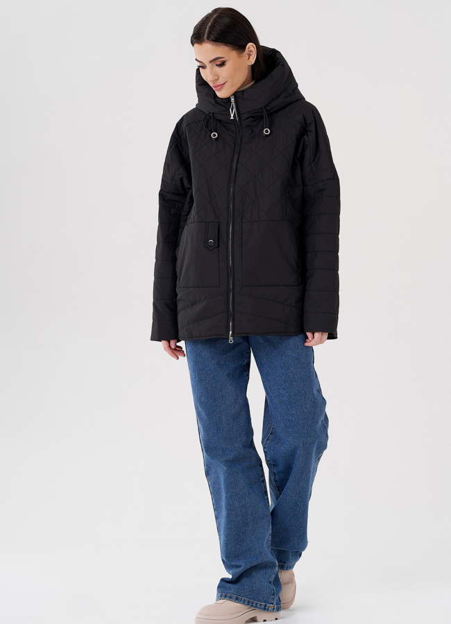 фото Женская куртка с капюшоном черного цвета  модель № 24339