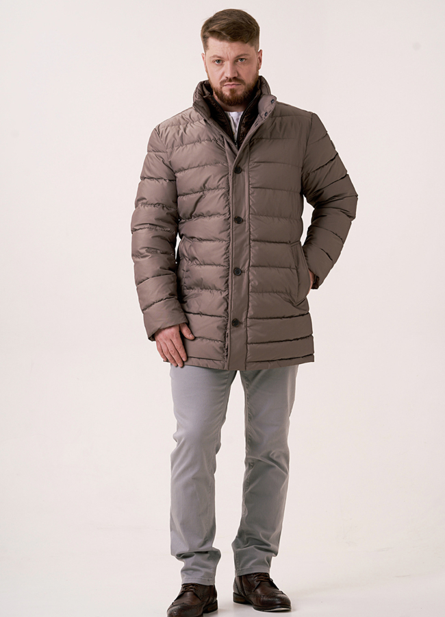 Мужской пуховик на пуговицах со стойкой модель № 3254 в рассрочку