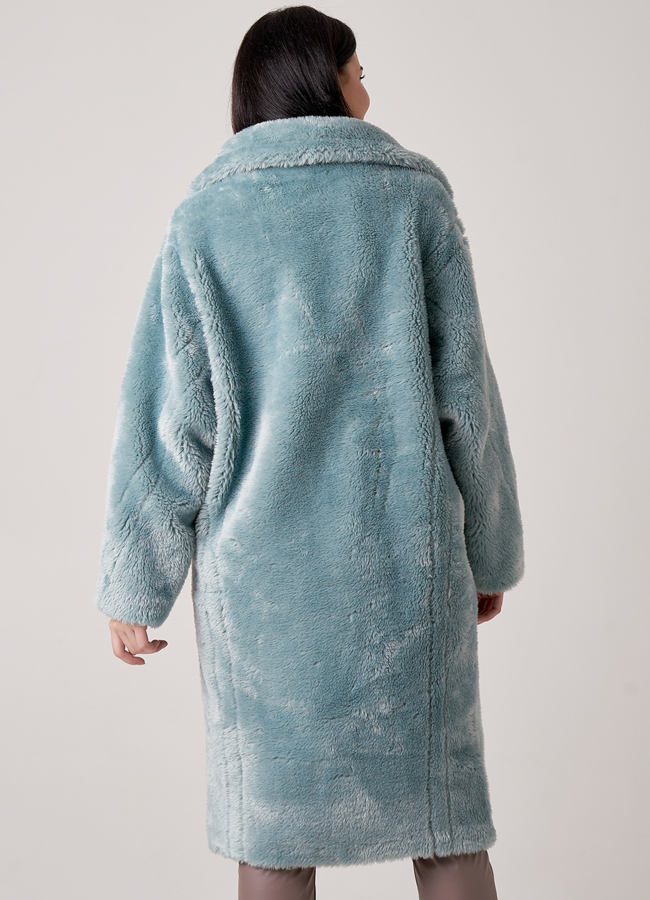 фото Пальто из эко меха с английским воротником  модель № 8257