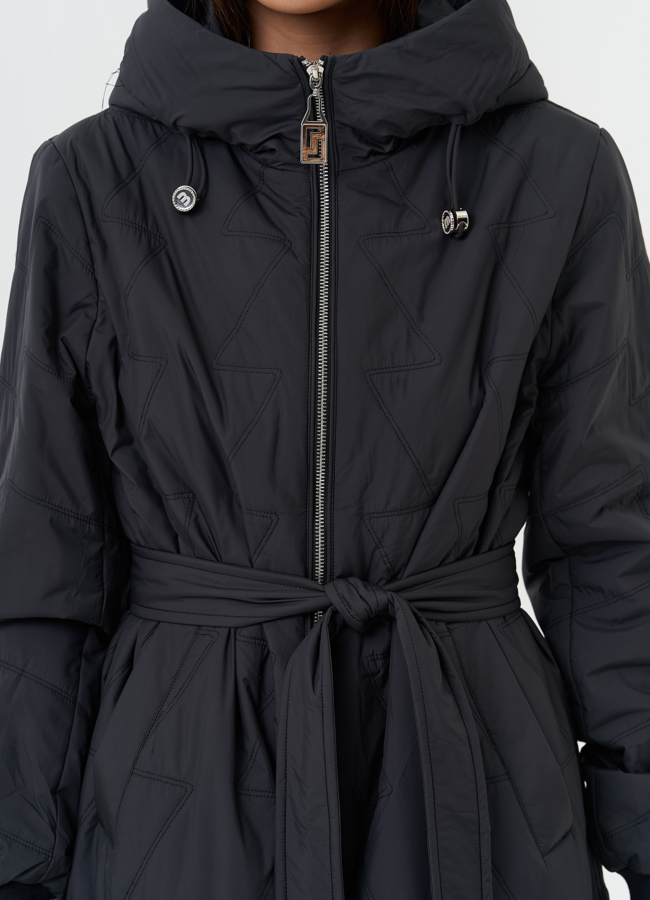 Женское утепленное пальто с капюшоном модель № 27879 в рассрочку