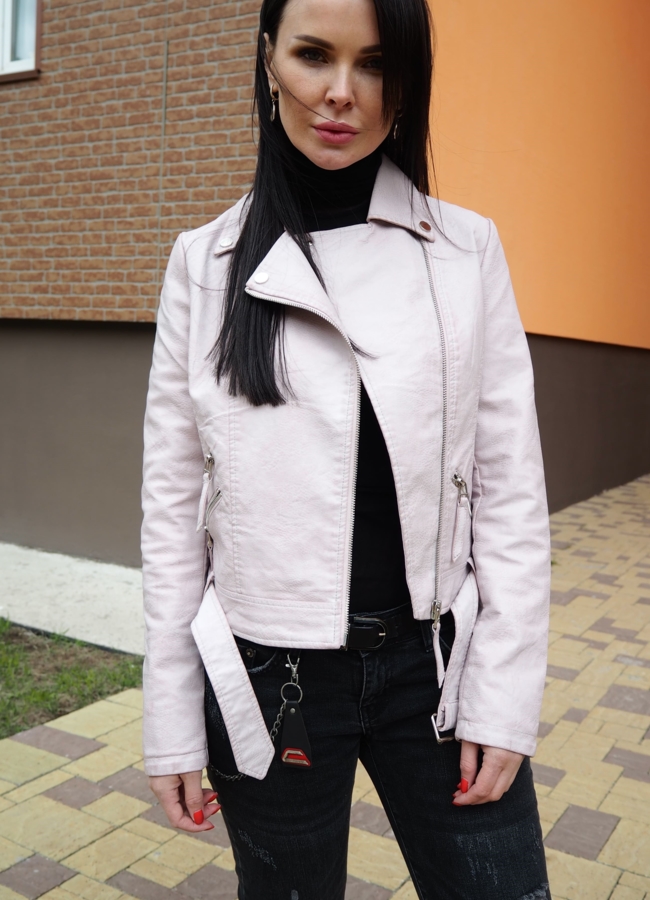 Куртка из эко кожи розового цвета  модель № 1290 в кредит