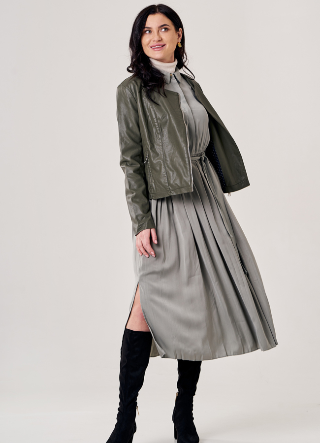 Куртка из эко кожи зеленого цвета модель № 20507 универмаг малина