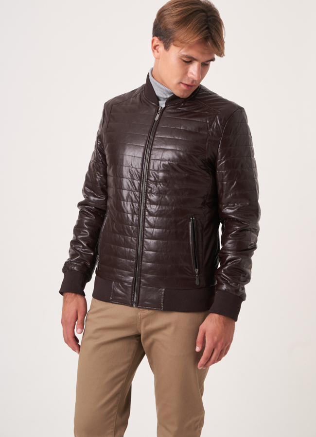 фото Куртка-бомбер из искусственной кожи модель № 820