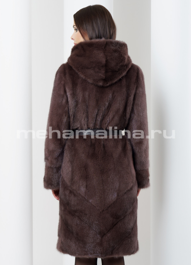 Шуба из норки с капюшоном модель № S-485 в кредит