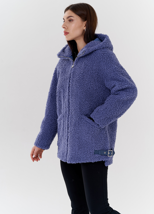 Женская куртка из искусственного меха в синем цвете модель № 24324 в рассрочку