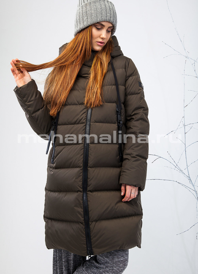 Женский зимний пуховик Clasna модель № П-198 меха малина