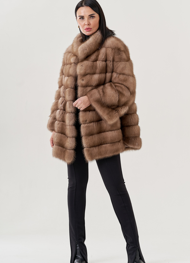 Короткая шуба из куницы в цвете тор-тор модель № 77589 универмаг малина