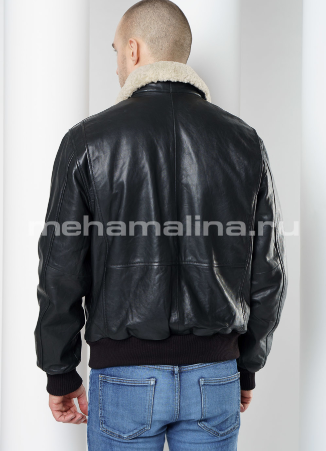 Кожаная утепленная куртка модель № KP-220 в кредит