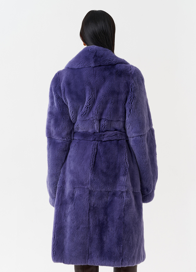 Шуба из меха кролика с английским воротником  модель № 28136 в кредит